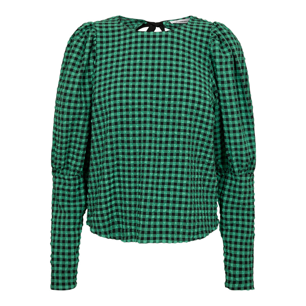 CalebCC Check Bow Blouse Green